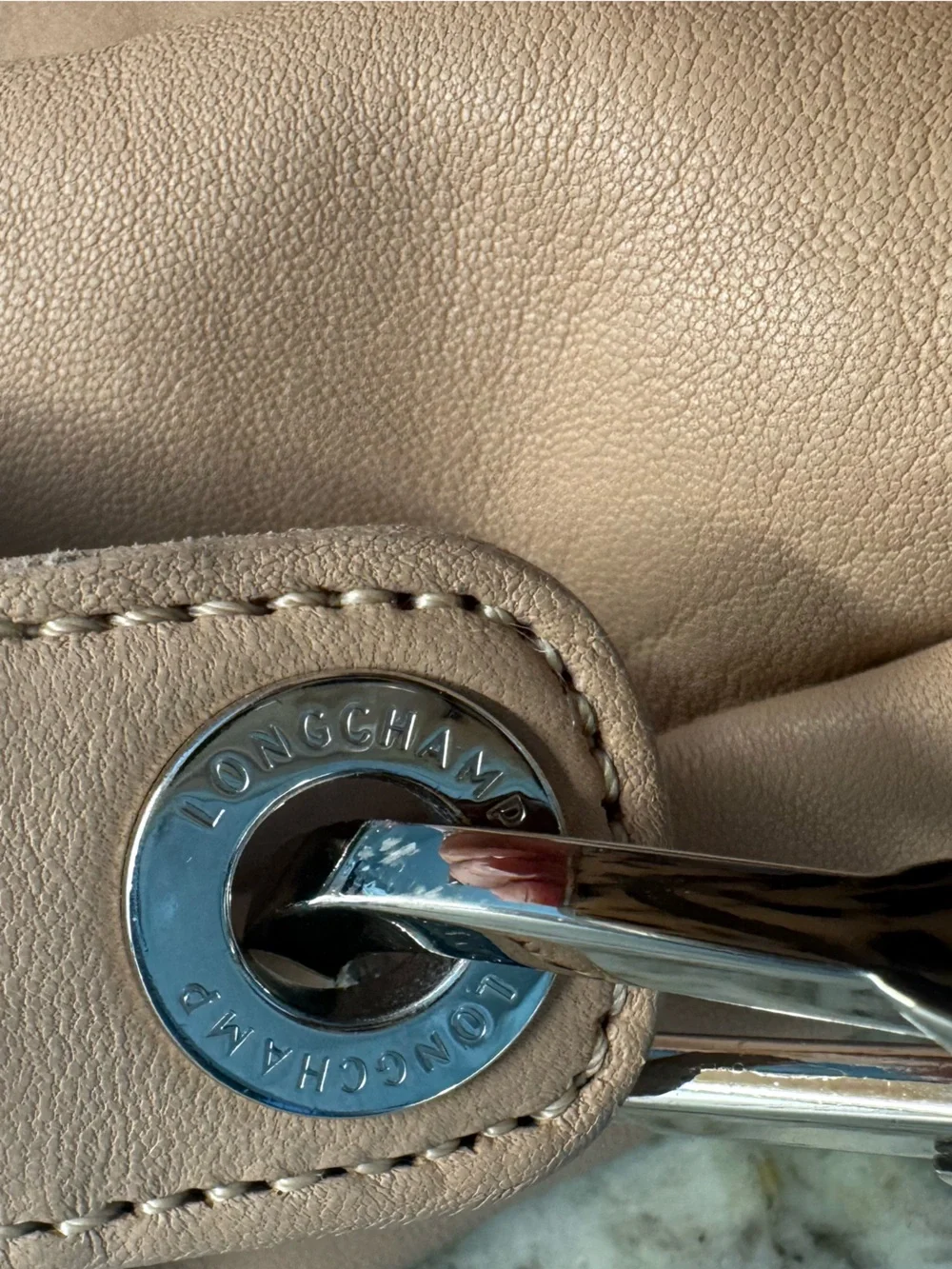 Longchamp Le Pliage Cuir Tote Bag Beige Blush Leather